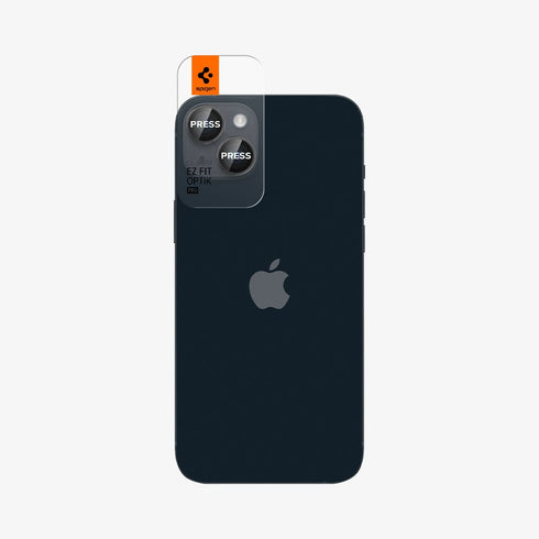 AGL07163 - iPhone 15 Pro / 15 Pro Max Optik Pro Lens Protector in natural titanium showing the device